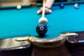 Billiard ball number two near pocket of table Royalty Free Stock Photo