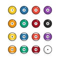 Billiard Ball Set Icon Design Template Elements