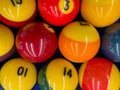 Billiard balls for American billiards. Pool balls. Billiard snooker pyramid. American pool. Pool game on table. Royalty Free Stock Photo