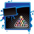 Billiard balls on blue and black halftone ad Royalty Free Stock Photo