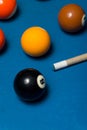 Billiard Balls On Blue Cloth Royalty Free Stock Photo