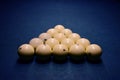 Billiard balls on a blue pool table Royalty Free Stock Photo