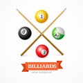 Billiard Balls Concept with Cue. Vector