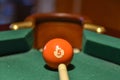 Billiard balls and cue on the pool table Royalty Free Stock Photo