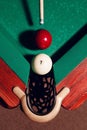 Billiard balls near pocket Royalty Free Stock Photo