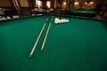 Billiard balls and pool sticks