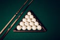 Billiard balls and pool sticks