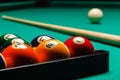 Billiard balls in a pool table Royalty Free Stock Photo