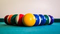Billiard balls on the pool table