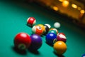 Billiard balls in a pool table. Royalty Free Stock Photo