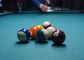 Billiard balls on a pool table Royalty Free Stock Photo
