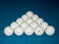 Billiard balls in a pool table at triangle Royalty Free Stock Photo