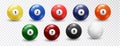 Billiard balls set on white background. Vector design elements