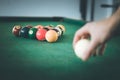 Billiard in a bar, quitting time Royalty Free Stock Photo