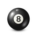 Billiard,black pool ball with number 8.Snooker. White background.Vector illustration.