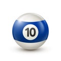 Billiard,blue pool ball with number 10.Snooker or lottery ball on white background.Vector illustration Royalty Free Stock Photo