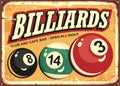 Billiard club and cafe bar retro sign idea