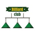 Billiard club emblem in flat style Royalty Free Stock Photo