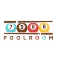 Billiard club poolroom vector label template of pool cues and balls Royalty Free Stock Photo