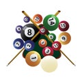 Billiard cue and pool balls Royalty Free Stock Photo