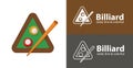 Billiard cues and triangle vector flat icon with sport solid, line icons