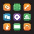 Billiard flat design icons set