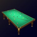 Billiard game balls position on a realistic pool table with cues. Royalty Free Stock Photo