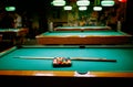 Billiard game- snooker balls on green table