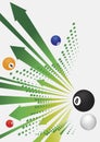 Billiard green arrows and balls.Abstract billiard background Royalty Free Stock Photo