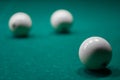 Billiard green table in hall with white balls Royalty Free Stock Photo