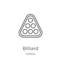 billiard icon vector from hobbies collection. Thin line billiard outline icon vector illustration. Outline, thin line billiard