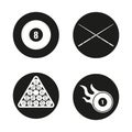 Billiard icons set Royalty Free Stock Photo