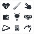 Billiard icons set