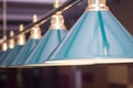 Billiard lamps at dark hall Royalty Free Stock Photo