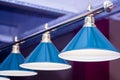 Billiard lamps at dark hall Royalty Free Stock Photo