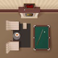 Billiard Lounge Top View Realistic Image Royalty Free Stock Photo