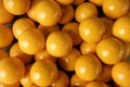 Billiard many yellow balls rows background texture