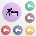 Billiard player badge color set icon. Simple glyph, flat vector of sport icons for ui and ux, website or mobile application