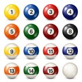 Billiard,pool balls collection for snooker. White background. Vector illustration. Royalty Free Stock Photo