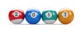 Billiard pool balls with 2017 numbers