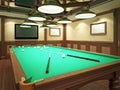 Billiard room in classical style with wooden decoration Royalty Free Stock Photo