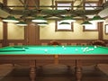 Billiard room in classical style with wooden decoration Royalty Free Stock Photo