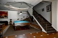 Billiard room interior, luxury billiard room Royalty Free Stock Photo
