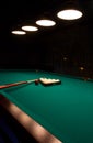 Billiard set on green table Royalty Free Stock Photo