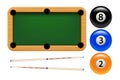 Billiard set on white Royalty Free Stock Photo