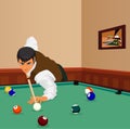 Billiard shot. Man plays Royalty Free Stock Photo