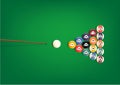 Billiard or snooker balls on green background table snooker color Royalty Free Stock Photo