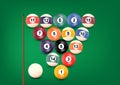 Billiard or snooker balls on green background table snooker color Royalty Free Stock Photo