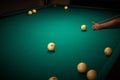 Billiard table with balls. Russian billiards