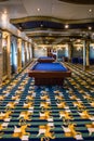 Billiard table in billiard room of gambling casino, Cruise liner Costa Mediterranea